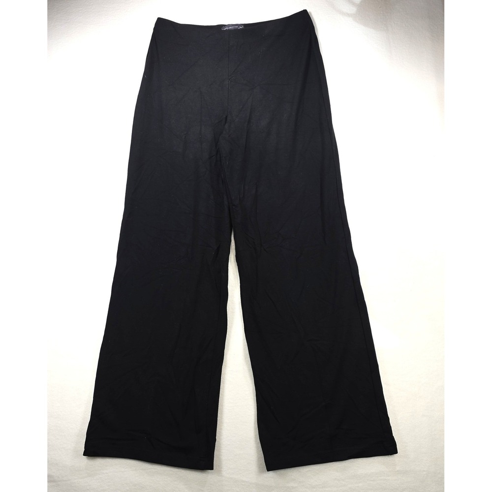M&S Collection Womens Wide Leg Jersey Trousers Black High Rise Size 8 Short